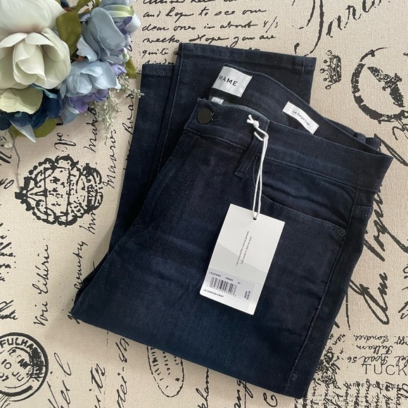NWT FRAME Le Garçon Crop Boyfriend Jeans in Penmar Dark Wash Size 31 - Picture 4 of 10
